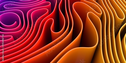Abstract background of many curved surfaces. Geometric structure. 3D-visualization