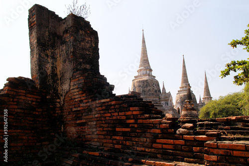 UNESCO world heritage. Ancient archaeological site at Ayutthaya Historical Park  Archaeological sites of Thailand in Ayutthaya  ancient and beautiful. Ayutthaya Province  Thailand.