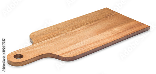 Cutting board made of natural wood, photo isolated from the background