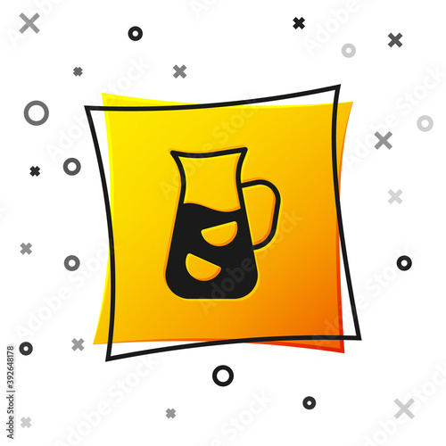 Black Sangria icon isolated on white background. Traditional spanish drink. Yellow square button. Vector.