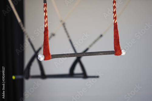 Empty standing trapezes, circus swing photo