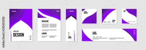 Set of abstract template layouts with creative shapes, suitable for business project events, flyers/leaflet, banner ads, brochure covers, identity, and social media posts. Vector backgrounds.