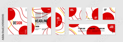 Set of abstract template layouts with creative shapes, suitable for business project events, flyers/leaflet, banner ads, brochure covers, identity, and social media posts. Vector backgrounds.