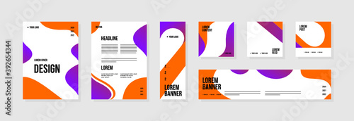Set of abstract template layouts with creative shapes, suitable for business project events, flyers/leaflet, banner ads, brochure covers, identity, and social media posts. Vector backgrounds.