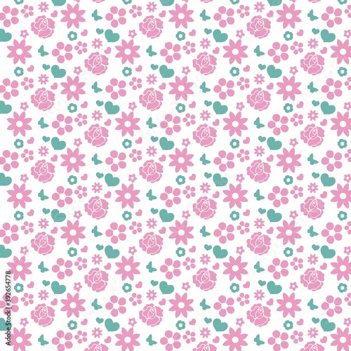pink floral pattern on white background