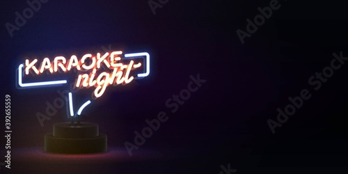 Vector realistic isolated neon sign of Karaoke Night flyer for template decoration and invitation covering. Concept of karaoke, night club and music.