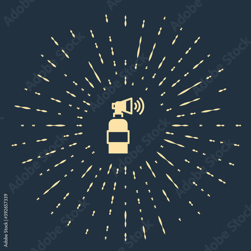 Beige Air horn icon isolated on blue background. Sport fans or citizens against government and corruption. Abstract circle random dots. Vector.