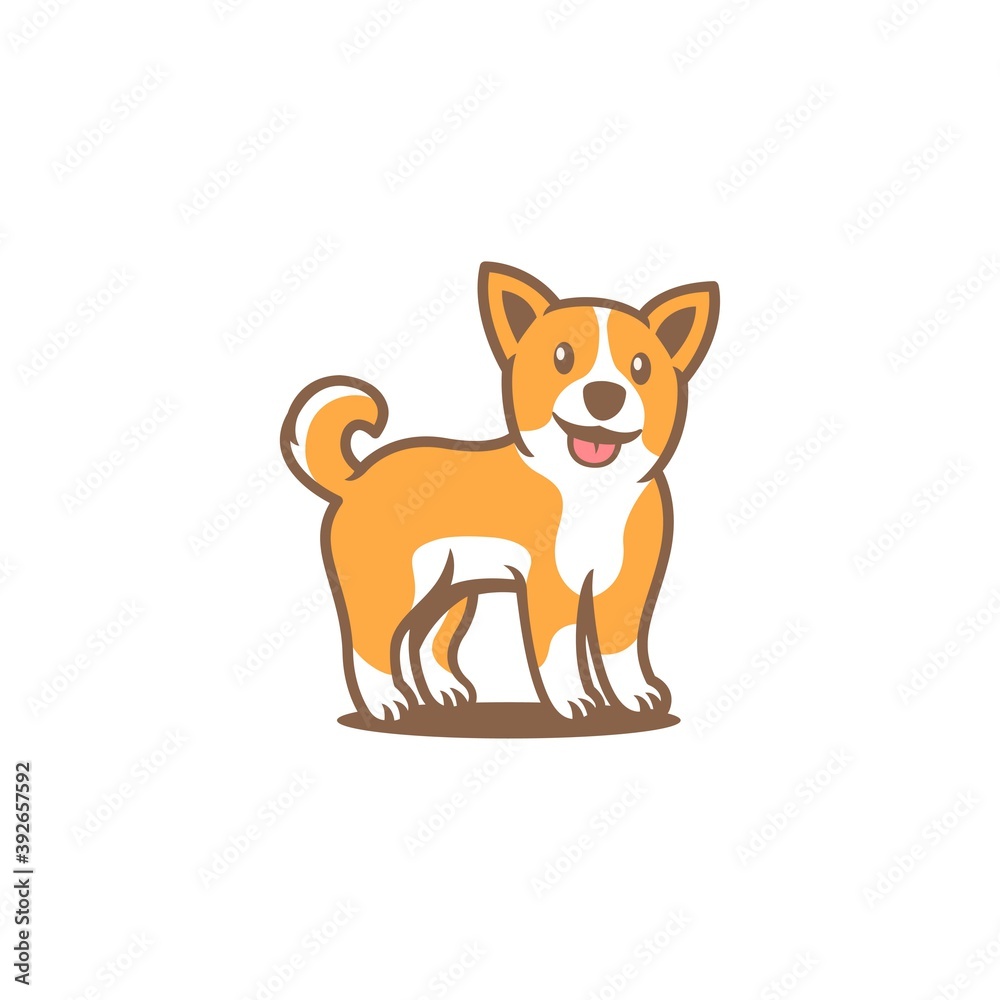 Happy Corgi Dog Smiling Isolated On White Background, Vector Illustration EPS10. Orange, Cute, Pets Happy Corgi Dog Smiling Isolated On White Background, Vector Illustration EPS10. Orange, Cute, Pets
