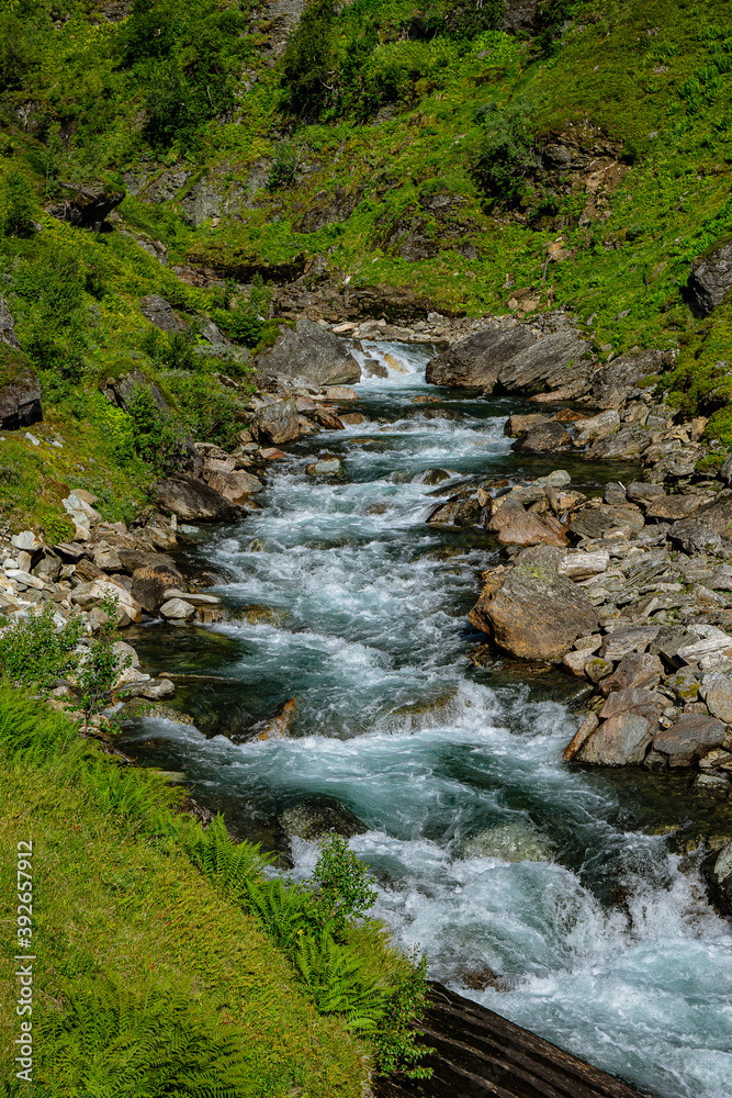 Obraz premium Waterfall at the Fossestien in Norway