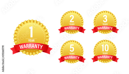 1, 2, 3, 5, 10 Year warranty. Support service icon. Vector stock illustration.