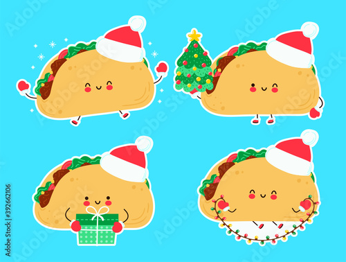 Cute happy funny christmas taco set