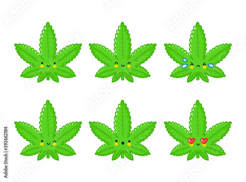 Cute funny happy weed marijuana leaf
