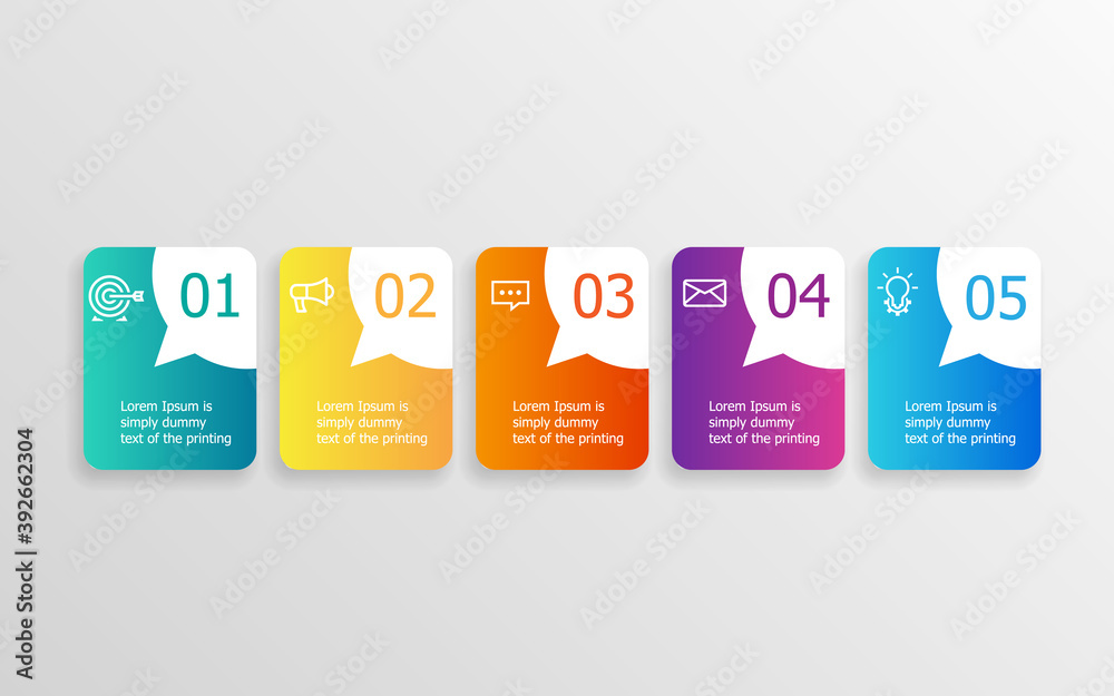 abstract horizontal bar timeline infographics 5 steps for presentation or report