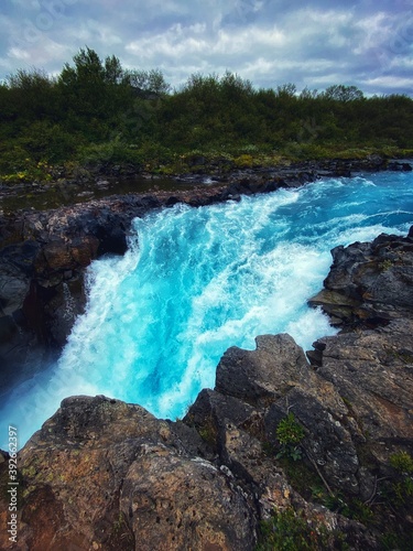 Fototapeta Naklejka Na Ścianę i Meble -  Bruarfoss Waterfalls and its glacier color, Iceland