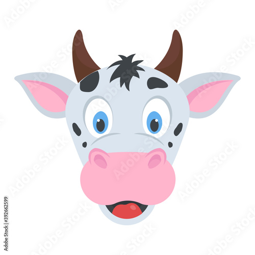  A cute cow head with two horns 