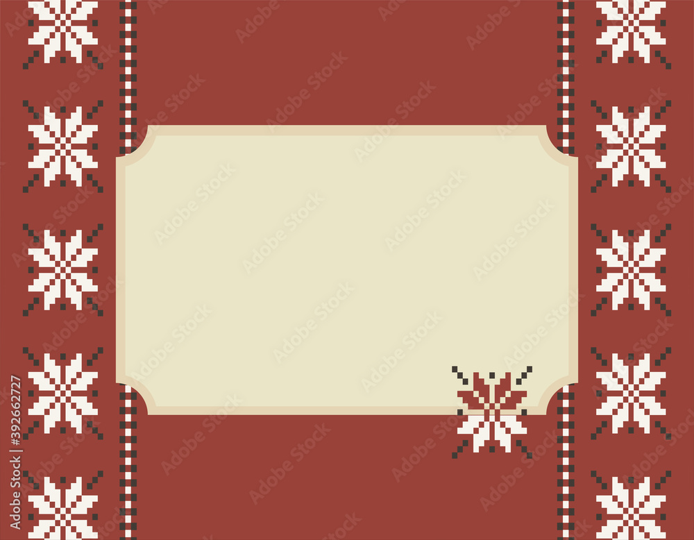 Seasonal Christmas frame raster background.Winter decorative border with knitted Norwegian pattern backdrop and place for text.Scandinavian ornament or Fair Isle Pattern for social media post banner Seasonal Christmas frame raster background.Winter decorative border with knitted Norwegian pattern backdrop and place for text.Scandinavian ornament or Fair Isle Pattern for social media post banner