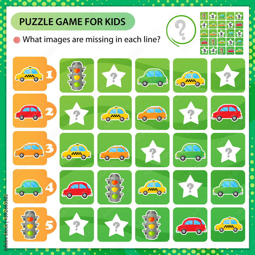 Sudoku Puzzle What Images Are Missing In Each Line Cars And Traffic