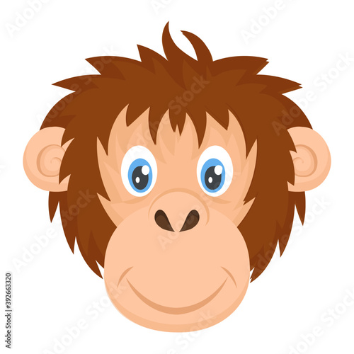 
Chimpanzee head of cartoon animal 
