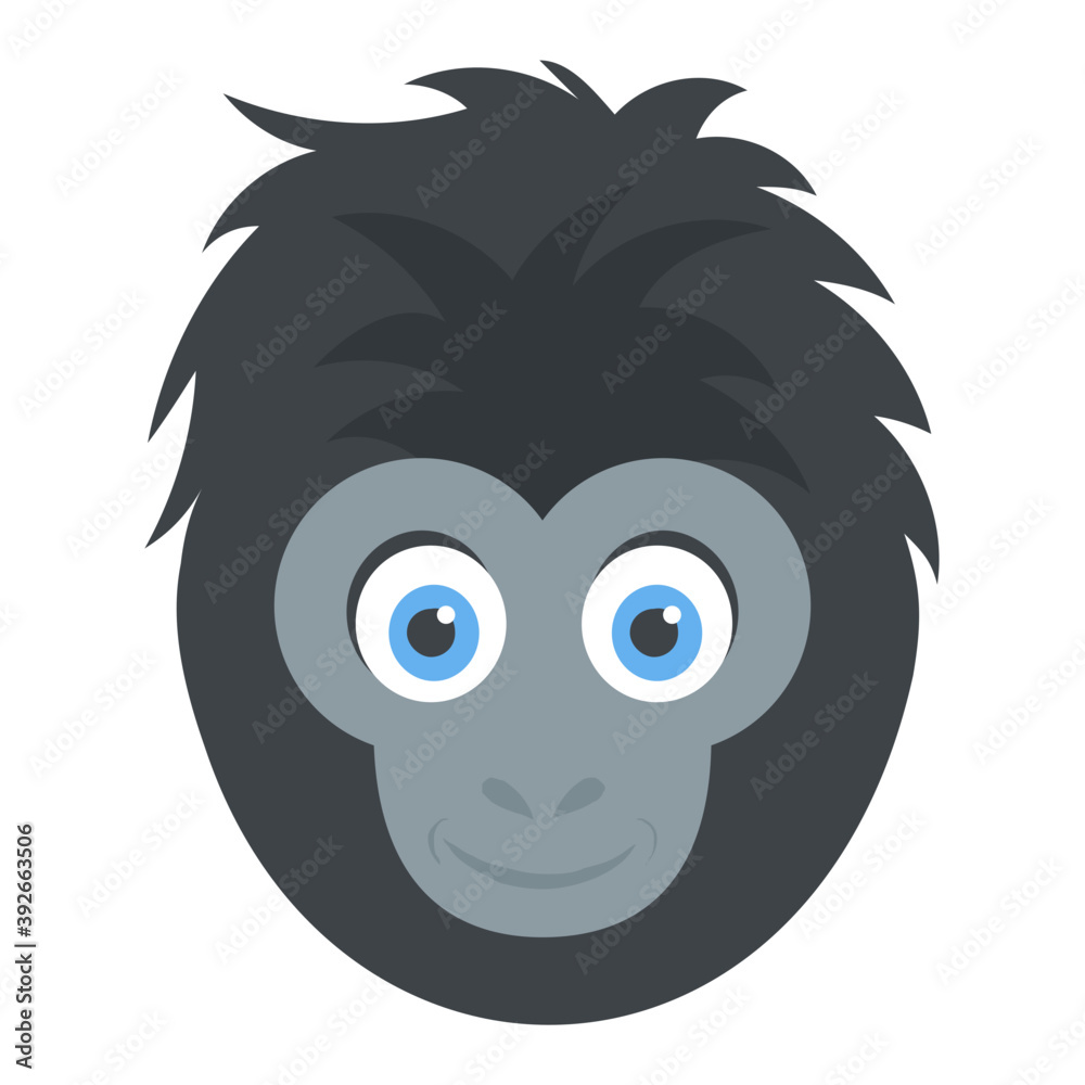 
Ape primate gorilla head cartoon character
