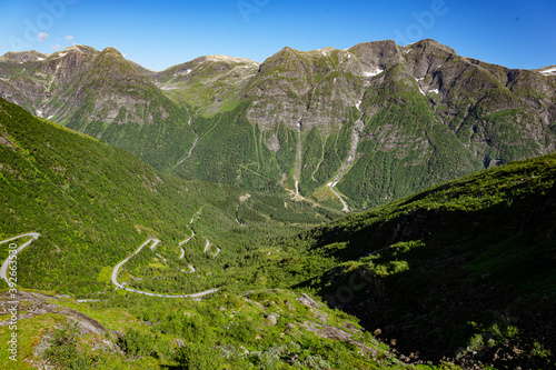Gaularfjelletveien with view over the valley