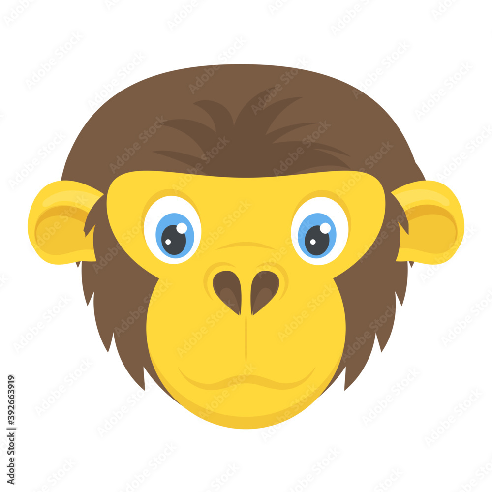Fototapeta premium Chimpanzee head of cartoon animal 