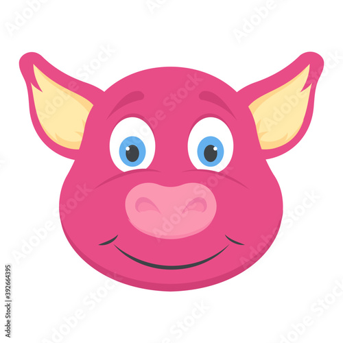  A cute pig head mascot 