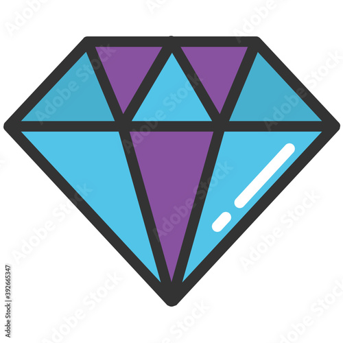 
Flat design of a diamond, symbolising premium quality 
