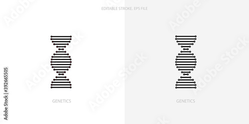 Genetics, dna icon icon for your website, logo, app, UI, product print. Genetics icon concept flat Silhouette vector illustration icon. Editable stroke icons set