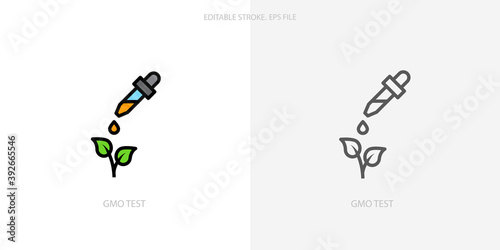 GMO test icon for your website, logo, app, UI, product print. GMO test concept flat Silhouette vector illustration icon. Editable stroke icons set