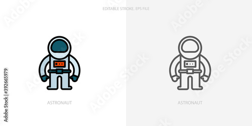 Astronaut icon for your website, logo, app, UI, product print. Astronaut concept flat Silhouette vector illustration icon. Editable stroke icons set