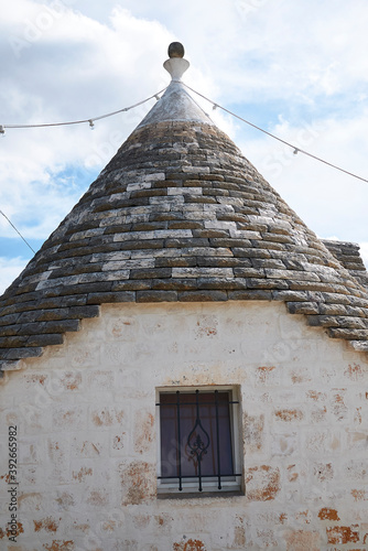 Ceglie, Italy - September 03, 2020: View of a trullo, apulian old house
