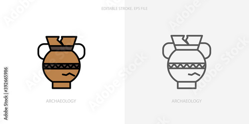 Archaeology icon for your website, logo, app, UI, product print. Archaeology concept flat Silhouette vector illustration icon. Editable stroke icons set