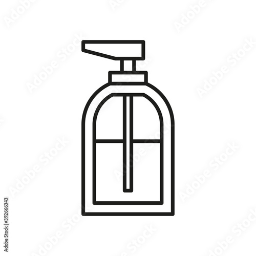 antibacterial soap bottle line icon