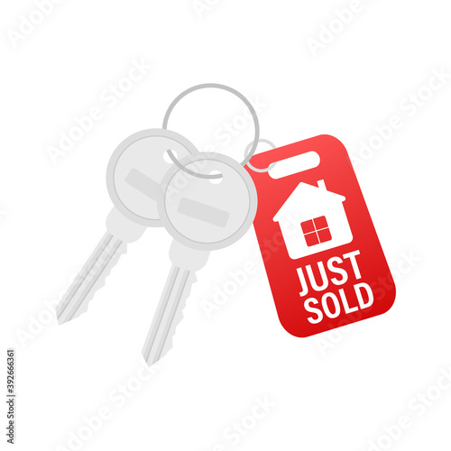Just sold key on white background. Vector stock illustration.
