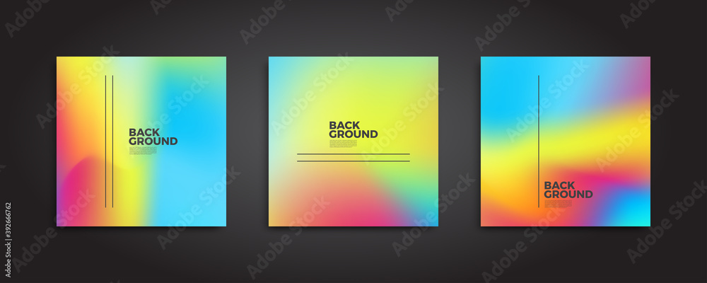 Fototapeta premium Abstract backgrounds set with modern blurred color gradient patterns. Smooth templates collection for covers, posters, banners and cards. Vector illustration.