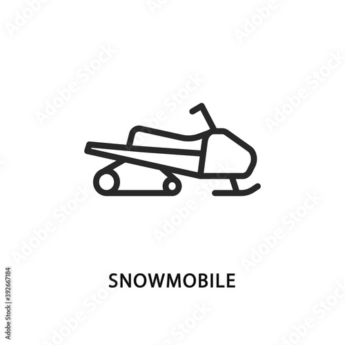 Tableau sur toile Snowmobile flat line icon. Vector illustration motor sled symbol.