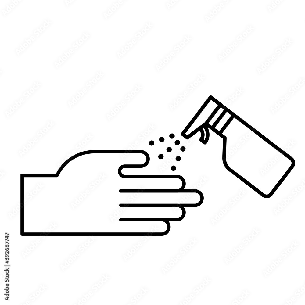 hand with spray bottle medical product line style hand with spray bottle medical product line style