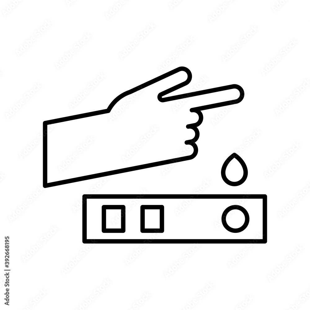 finger with blood drop and test line style icon finger with blood drop and test line style icon