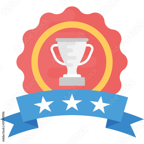 
A quality winning badge with trophy cup and three stars
