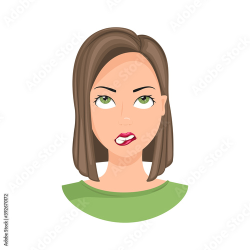 The emotion of seduction. Seductive expression on a woman's face, seductive woman. Vector illustration.