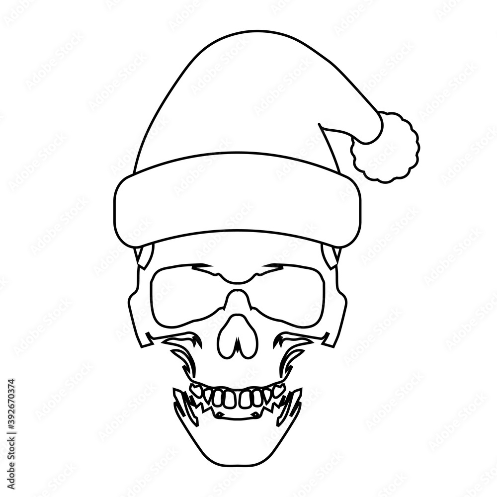 Simple illustration of skull of Santa Claus with Christmas hat icon Simple illustration of skull of Santa Claus with Christmas hat icon