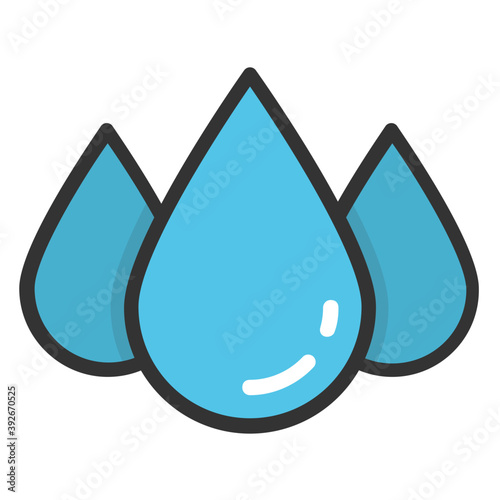 
Three blue droplets depicting water
