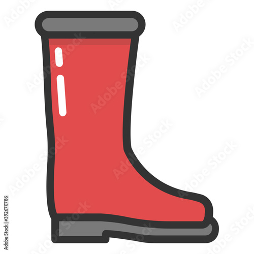 
Flat vector icon of red rubber boot
