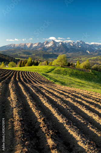 Beautiful spring morning over Tatra mountains in Poland