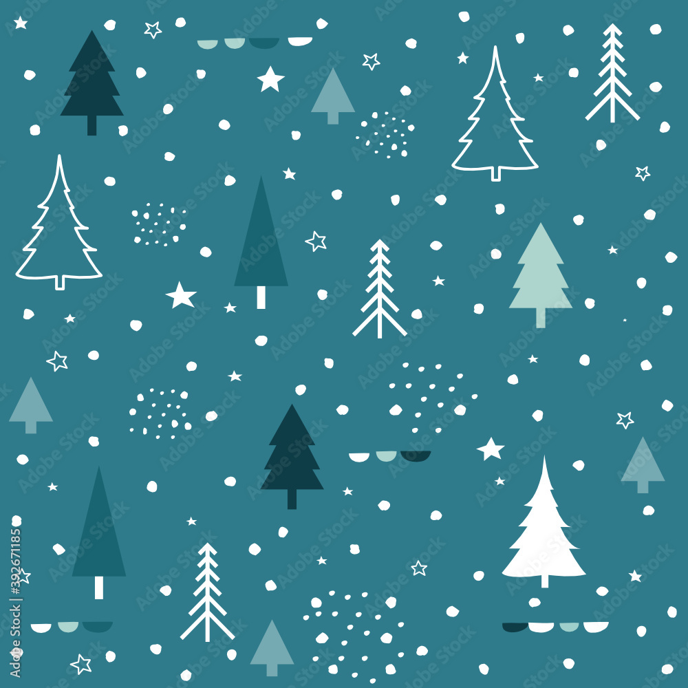 Winter forest. Christmas seamless pattern