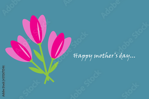 Happy mother s day  pink tulips  floral composition  great card  natural design  spring  vector illustration  vintage style