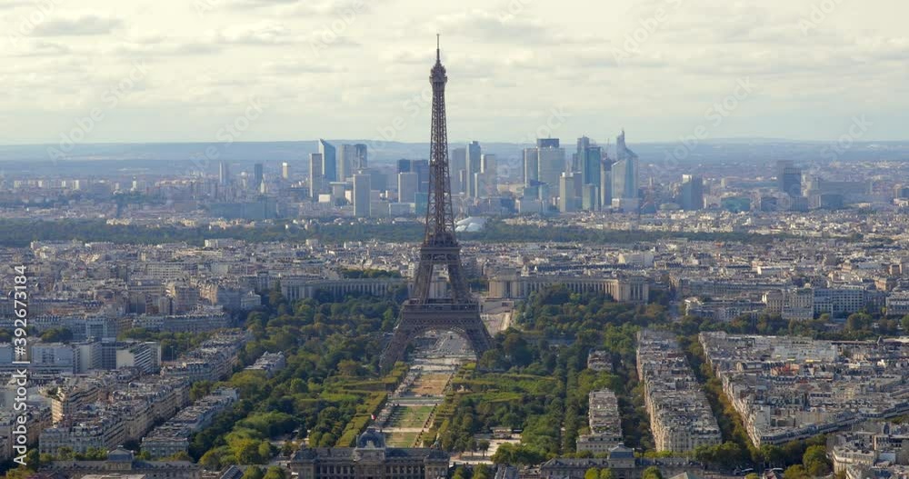 Panoramic view of Champs de Mars and Eiffel Tower in Paris Panoramic view of Champs de Mars and Eiffel Tower in Paris