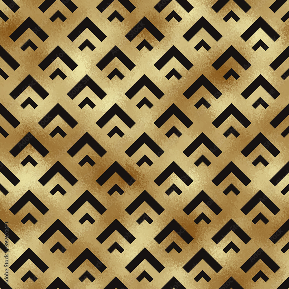 Seamless pattern in art deco style with golden glittering background. - obrazy, fototapety, plakaty 