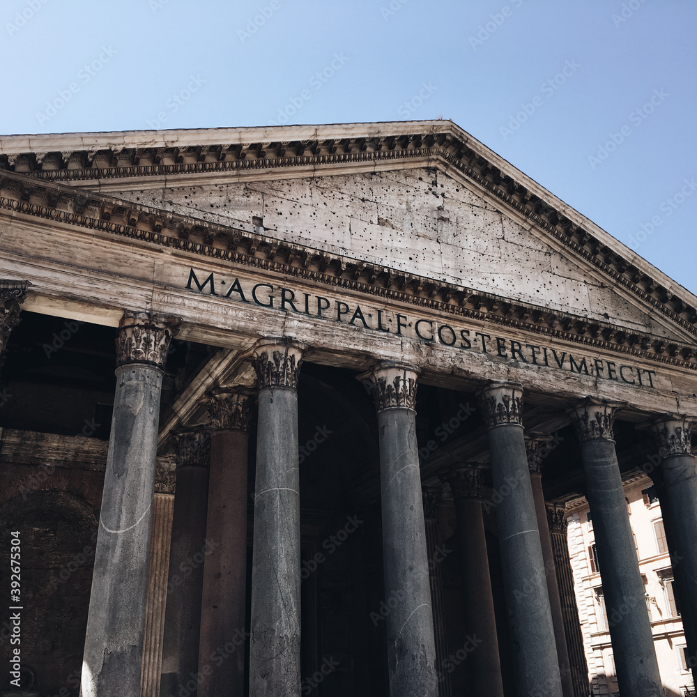 Famous ancient Pantheon church in Rome, Italy. Traveling to Italy, Rome. City Landmark.