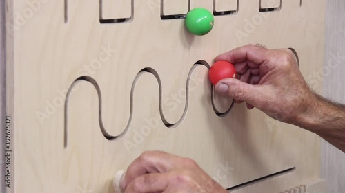 Close-up of an elderly man's hand is engaged in rehabilitation exercises hand 